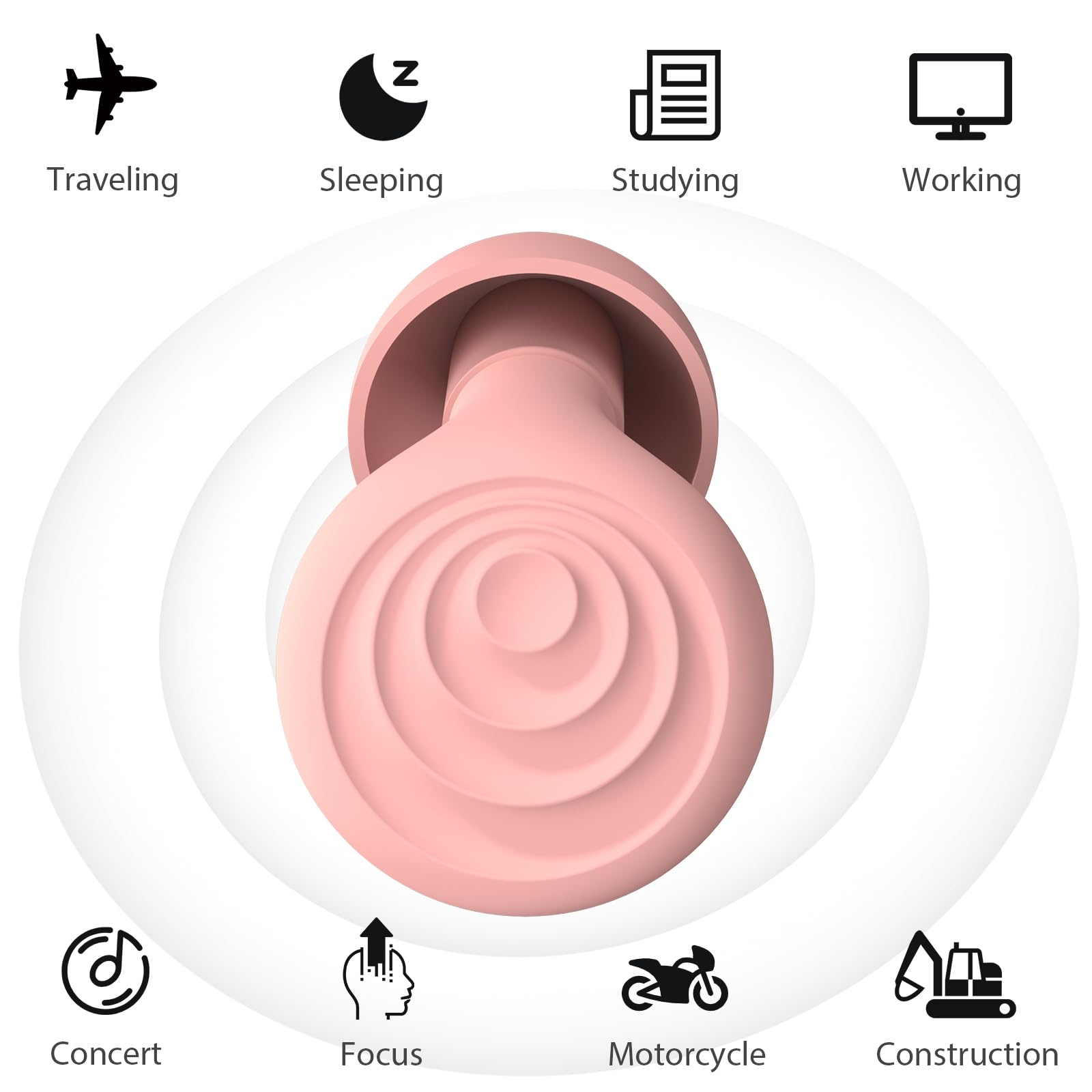 Yawsoy Tapones para dormir con cancelación de ruido, tapones para los oídos de concierto, reutilizables, reducción de ruido suave para dormir, concentrarse, viajar, trabajo, motocicleta, con 6
