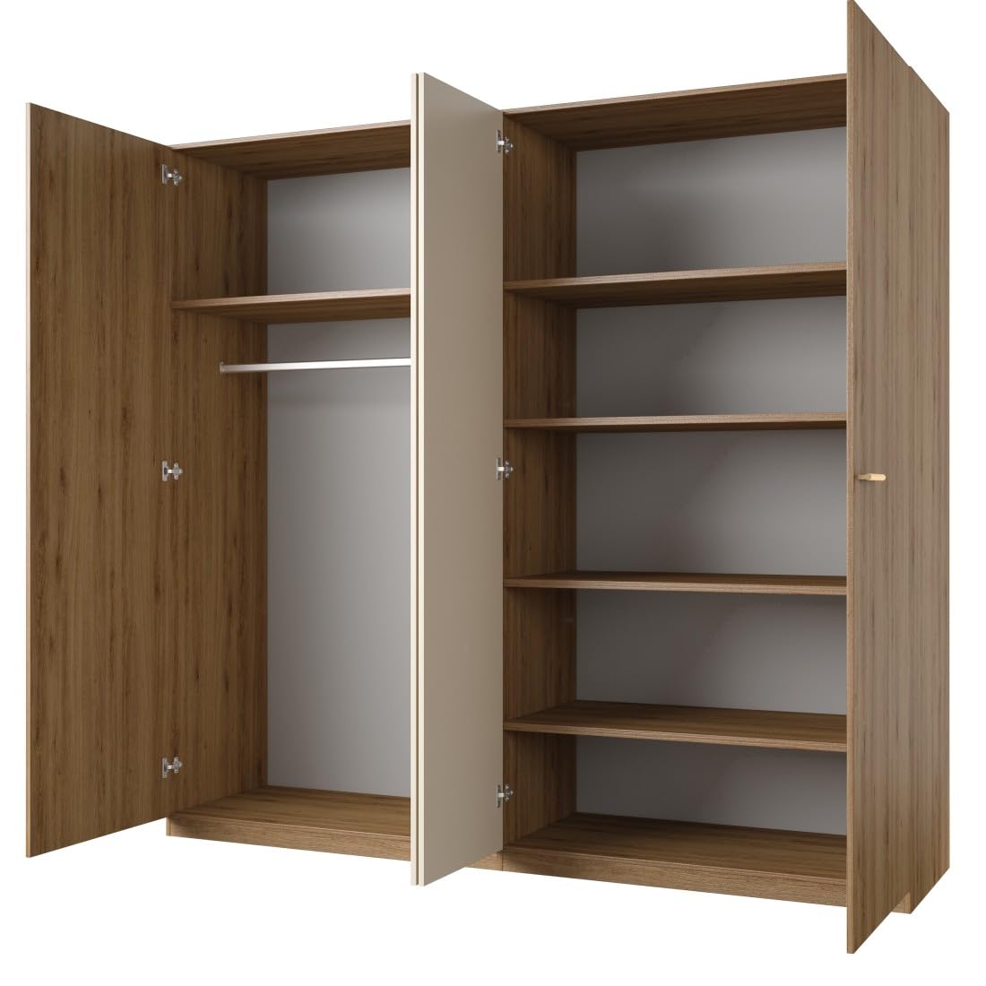 Meublorama Chambre complète Vertigo – Lit 180x200 avec sommier, 2 chevets, Armoire 4 Portes + Contour Design
