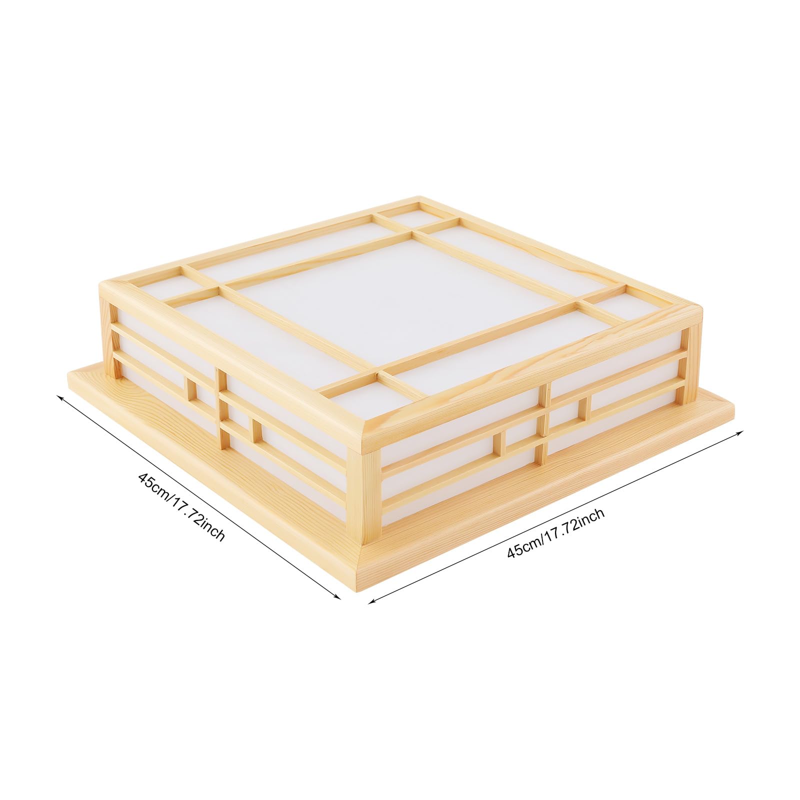 LED Lampen Deckenlampen Holz Quadratisch 3000K 24W Schlafzimmer Lampe Decke Japanische Deckenleuchte für Bad, Küche, Schlafzimmer, Wohnzimmer, Esszimmer (45 x 45cm)