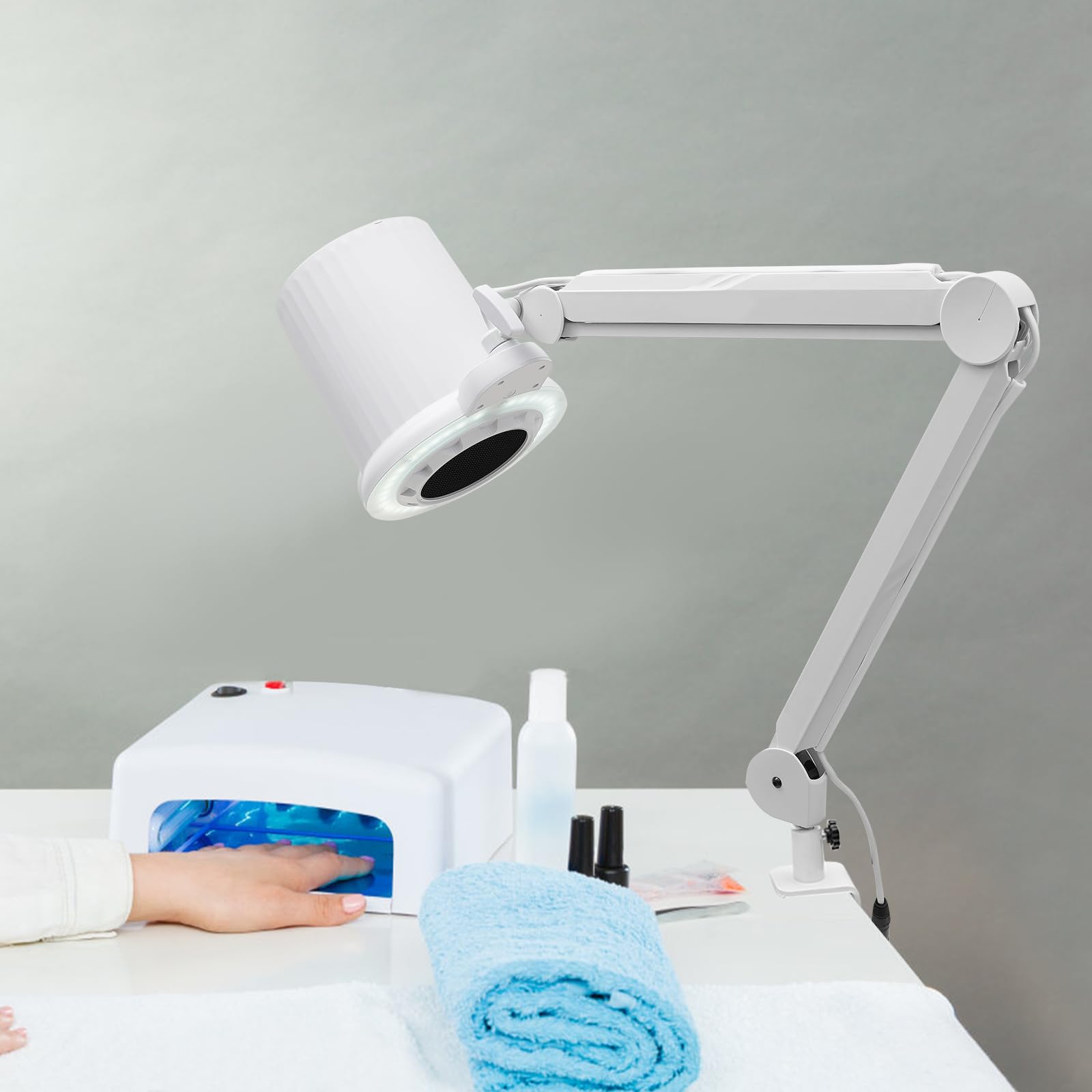 Odkurzacz do paznokci, urządzenie do zbierania pyłu do paznokci, pedicure, urządzenie do czyszczenia paznokci, biały, elektryczny z 2 pędzlami i filtrami, do salonu artystycznego paznokci, salonu