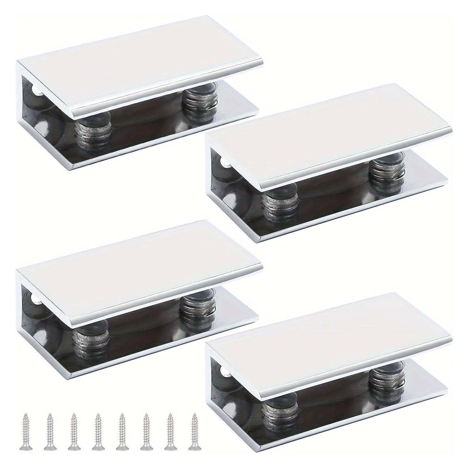 4 Pcs Zinc Alloy Glass Bracket for 8-10mm Rectangular Glass for Window Bathroom Glass Clamps Holder Shelf Clip Bracket Support
