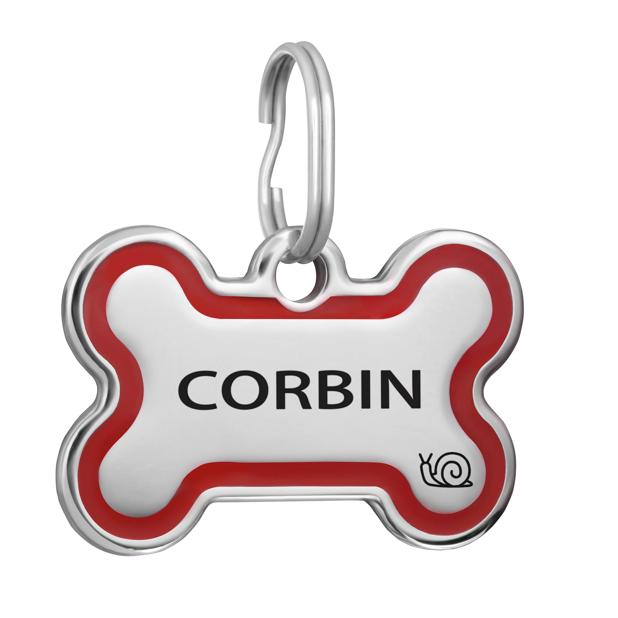 CoolDogs Stainless Steel Enamel Pet ID Tags for Dogs and Cats, Personalized Dog Tags,Cat Tags,Custom Engraved Dog Name Tag,Cat Name Tag with up to 5 Lines of Text on Both Sides (Red, Small)