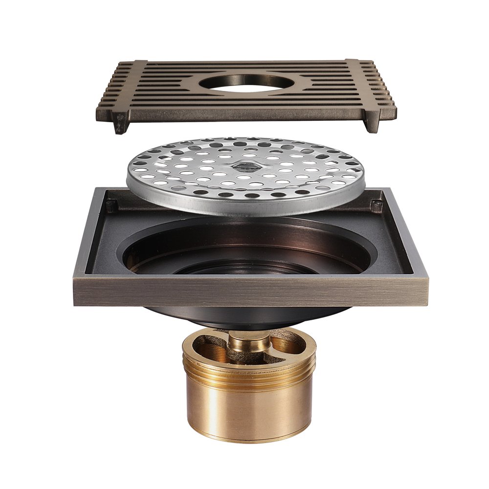 Siphon de Sol à Grand débit for Machine à Laver, Siphon de Sol Antique en Bronze Vert for Salle de Bain, Cuisine, hôtel, Toilettes, Garage et sous-Sol
