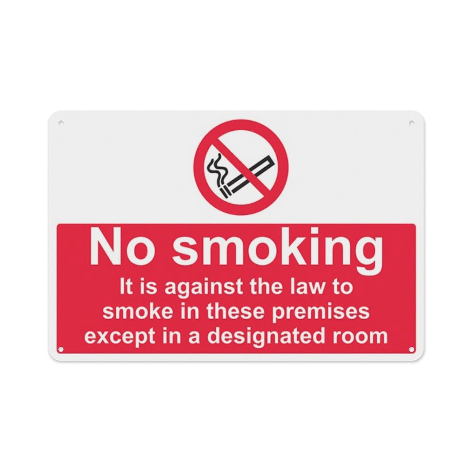 peiyeety No Smoking In These Premises Except In A Designated Room Aluminum Tin Warning Signs For Home Outdoor Garden 8X12 Inches