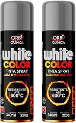 Kit 2 Tintas Spray Alta De Temperatura Prata Pintura Roda Escapamento Motor Forno Fogão Churrasqueira Até 600°C