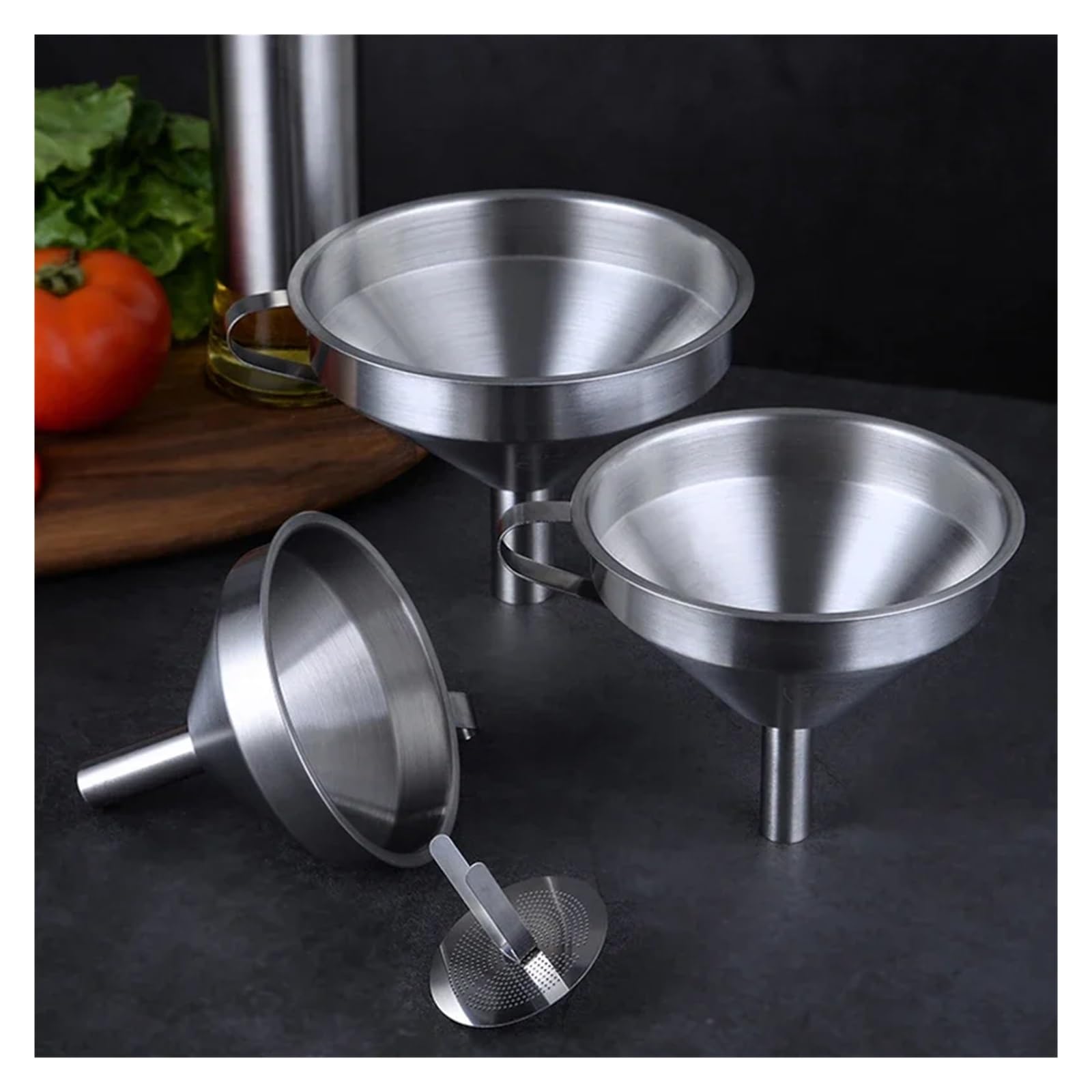 Funnels (hogar y Cocina) Embudo de Acero Inoxidable for Cocina, Embudo de Metal líquido con Filtro Desmontable, Embudo de Boca Ancha for enlatar Herramientas de Cocina