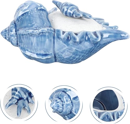 Miniatura 9 de Cabilock Caja de almacenamiento de caracola, caja de baratija, recipiente de comida costera, cuencos para servir fiestas costeras, tarros náuticos,