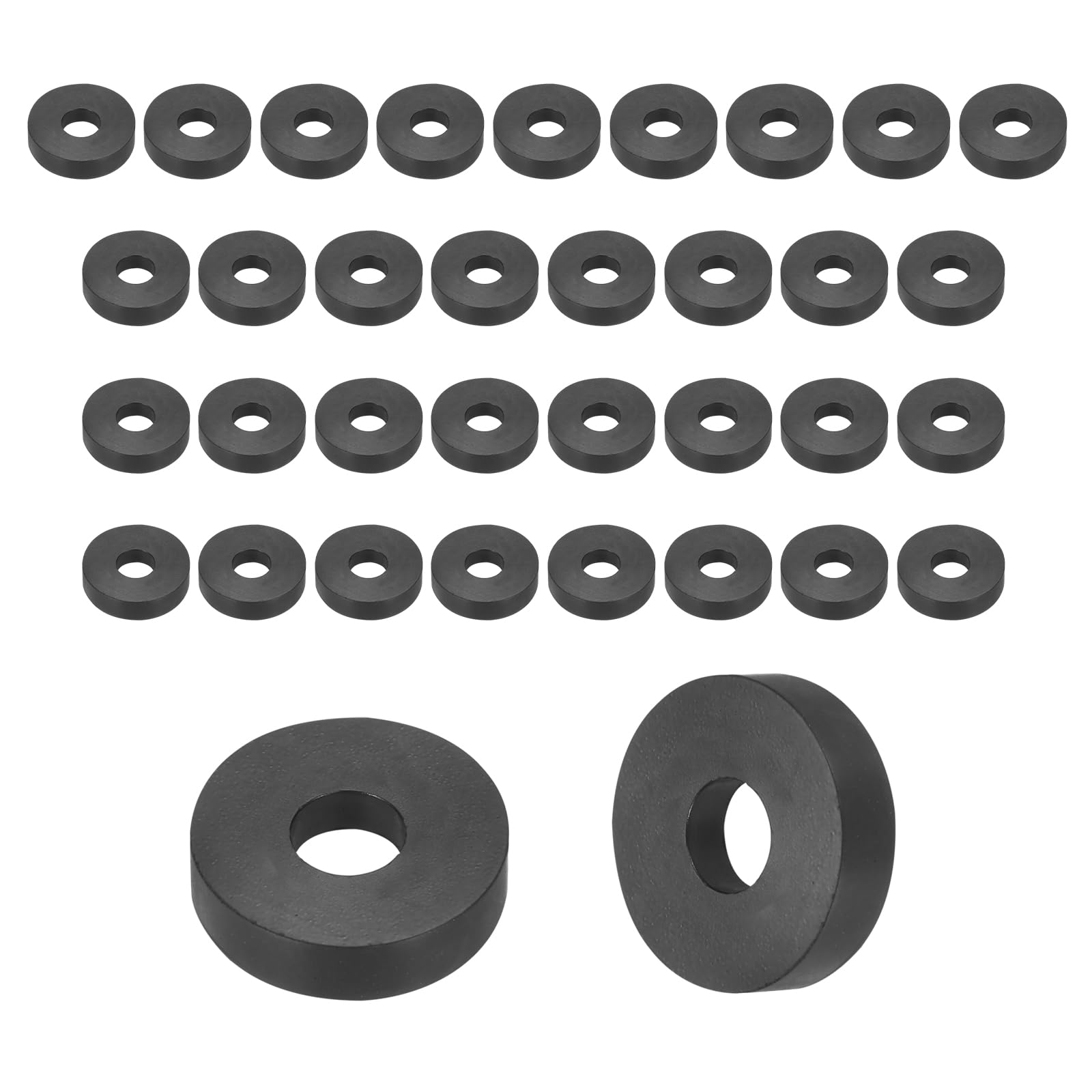 sourcing map 9Pcs Rubber Spacers, 50mm OD, 12mm ID, 10mm Thick Black Round Anti Vibration Rubber Pads Isolation Bushings Washer for Home Cars Boat(1.97" OD x 0.47" ID x 0.39" Thick)