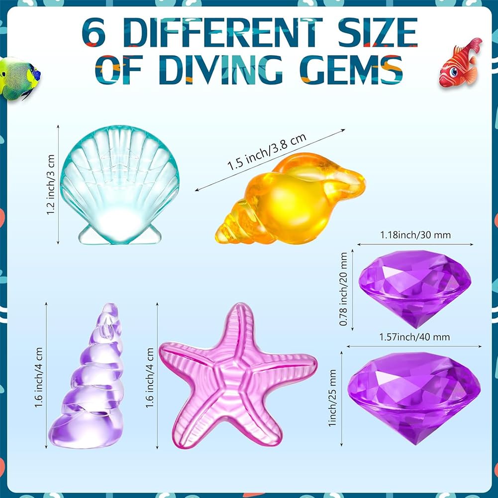 5 Stück Tauchsteine Pool Spielzeug - Große 6cm Edelsteine Für Schatzsuche & Schwimmtraining