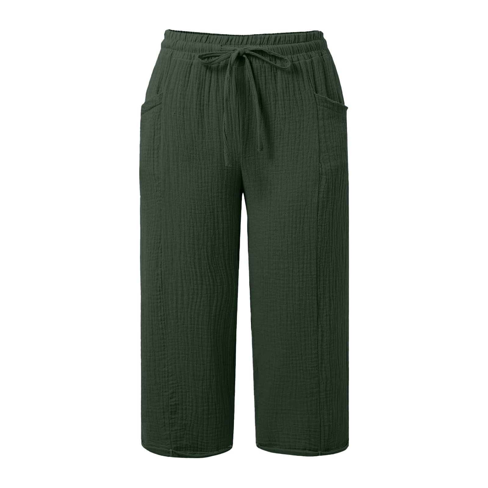 Pantalones cortos capri para niñas, cintura elástica, 3/4, pierna ancha, suaves