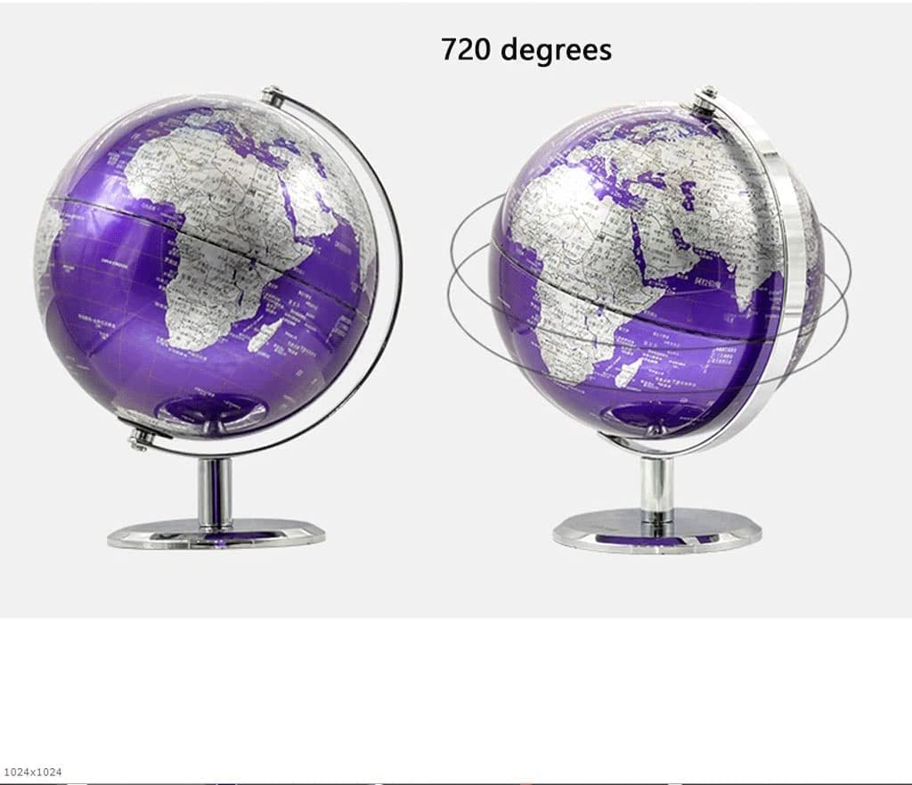 POCHY Mappamondi Globo HD con globi con Base in Metallo Globo Mondiale di Facile Lettura per aule Scolastiche Apprendimento di globi geografici Ornamenti Fine e Chiaro
