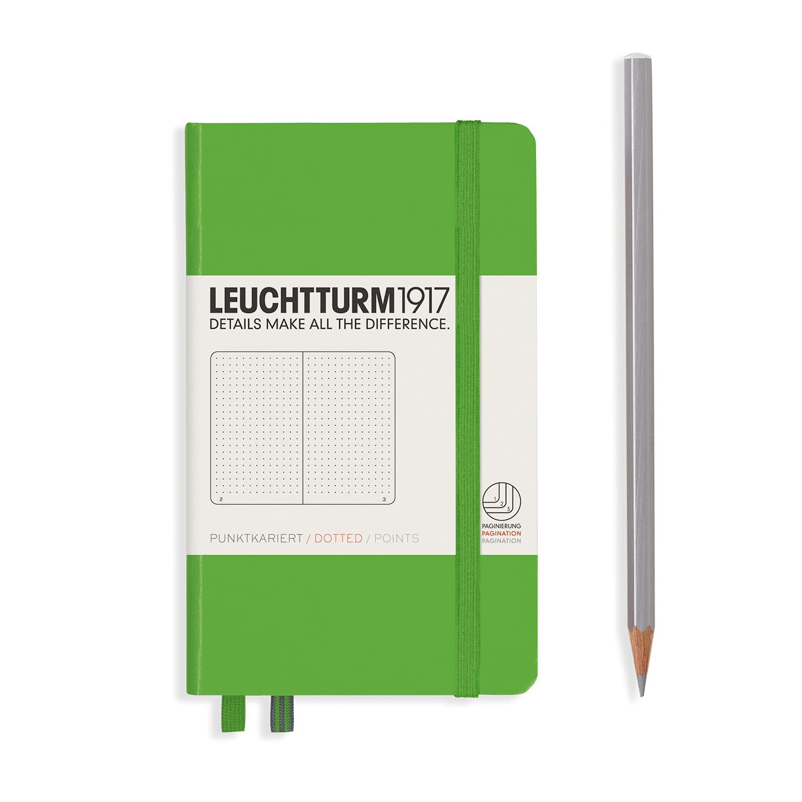 LEUCHTTURM1917 357486 - Taccuino tascabile formato A6, copertina rigida, a pois, colore: Verde