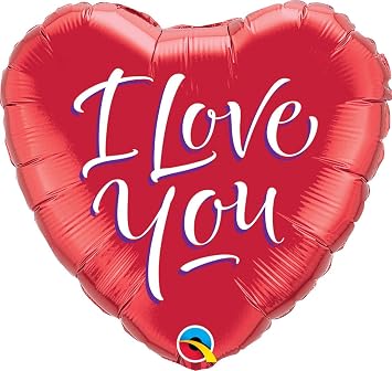 Qualatex 29133 Heart I Love You Script Modern Wrap Foil Balloon, 18-Inch