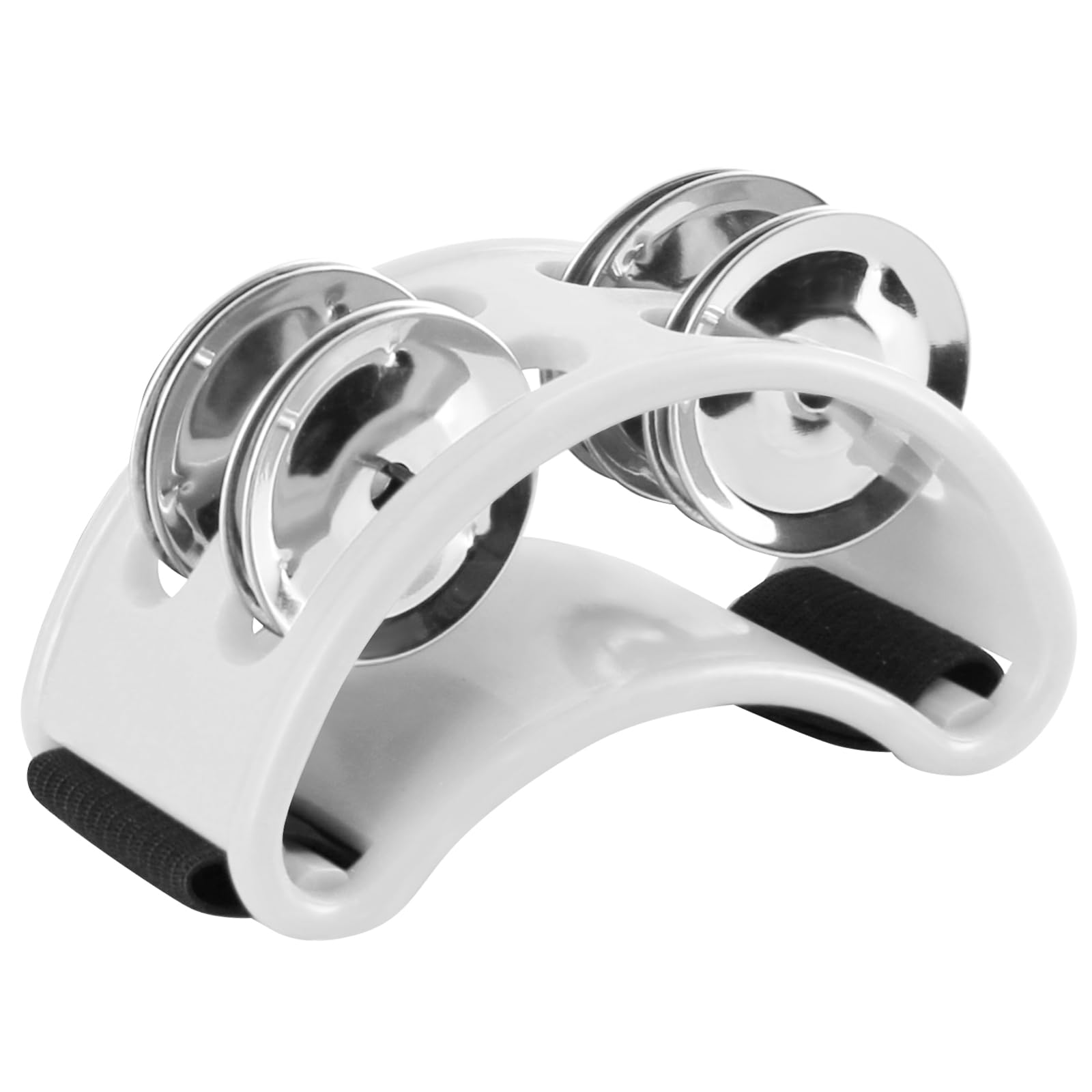 EASTROCK Foot Tambourine Percussion Musical Instrument Foot Percussion with Golden Steel Jingle Bells for Drum Guitar Playing Black