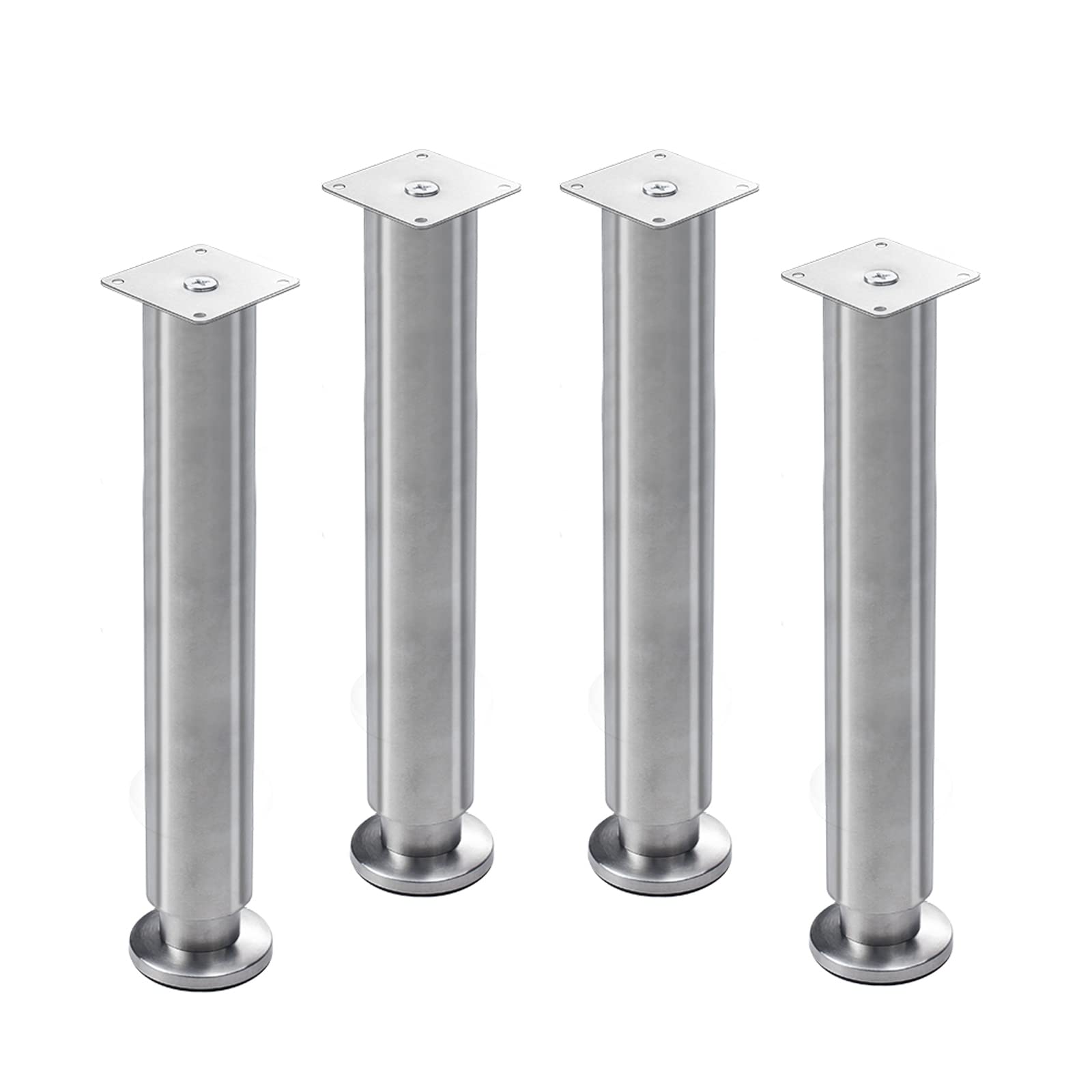 KFGISD, Set of 4 Industrial Metal Coffee Table Legs,with Floor Protectors,2-Level Adjustment Device,Adjustable 1.8cm ，Metal Furniture Legs(60cm/24in)