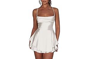 Vestido cortos y sexi para mujer con espalda descubierta de satén, tirantes...