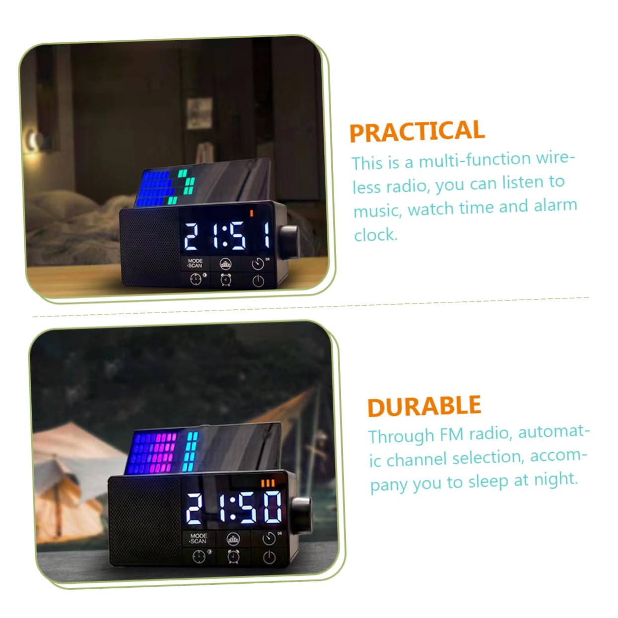 Tofficu Reloj Despertador Digital con Altavoz Inalámbrico y Radio FM Pantalla Plegable Función de Alarma y Reproducción USB para Dormitorio