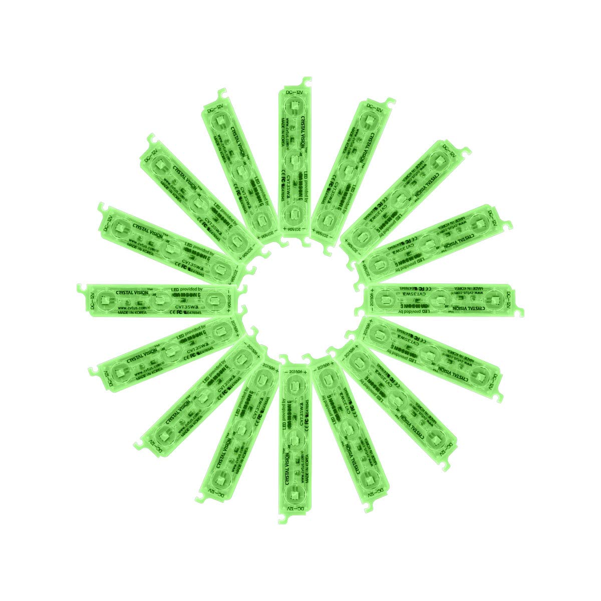 Crystal Vision Korean Genuine 5050 Bright LED Module StoreFront Window Kit / Plug-in and Play Pre-Installed/ 50W Made in Korea w/ Warranty (Green 25ft)