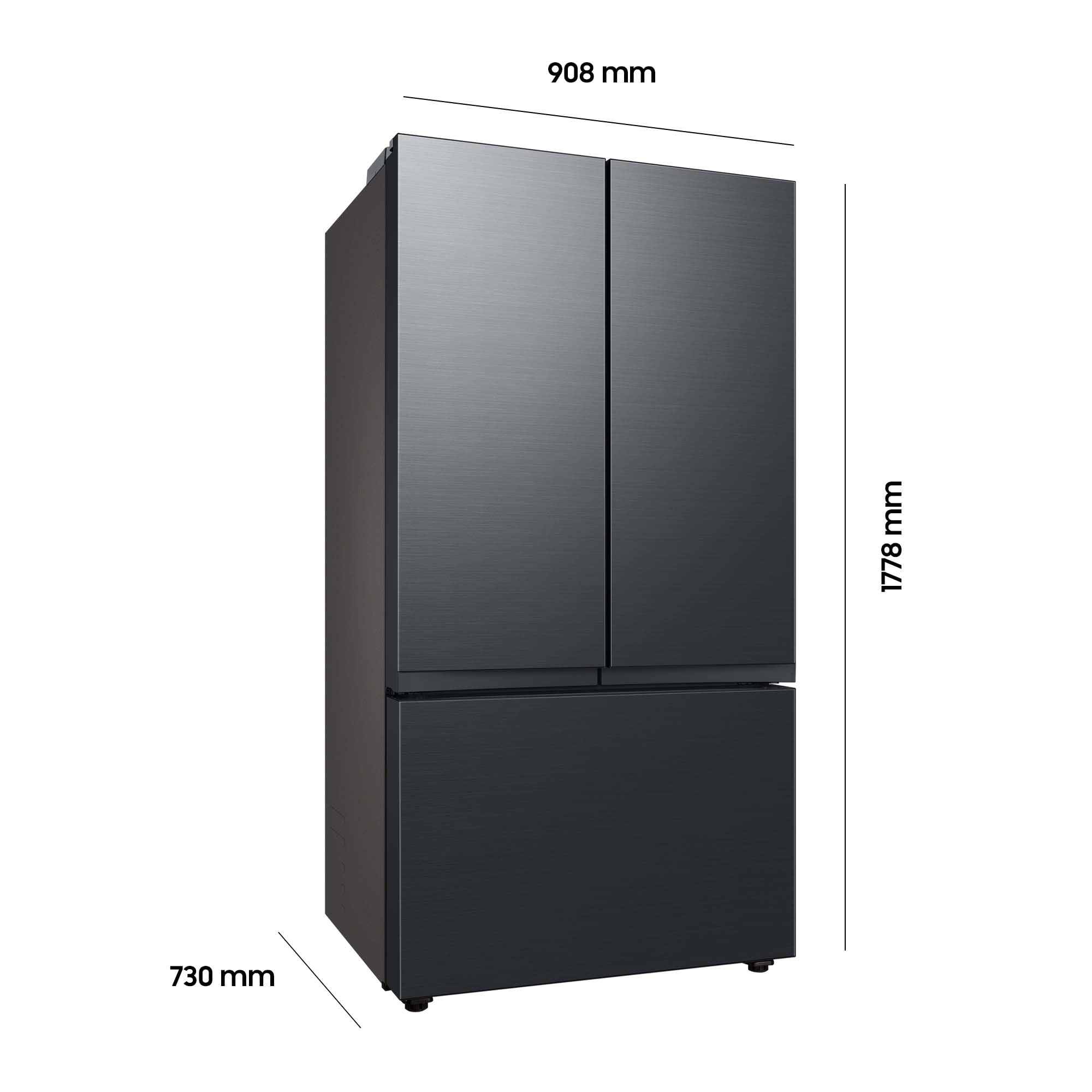 Samsung RF24BB620EB1EF French-Door-Kühlschrank mit Gefrierfach, 177,8 cm, 674 l, SmartThings AI Energy Mode, Autofill Water Pitcher, Dual Ice Maker, Premium Black Steel