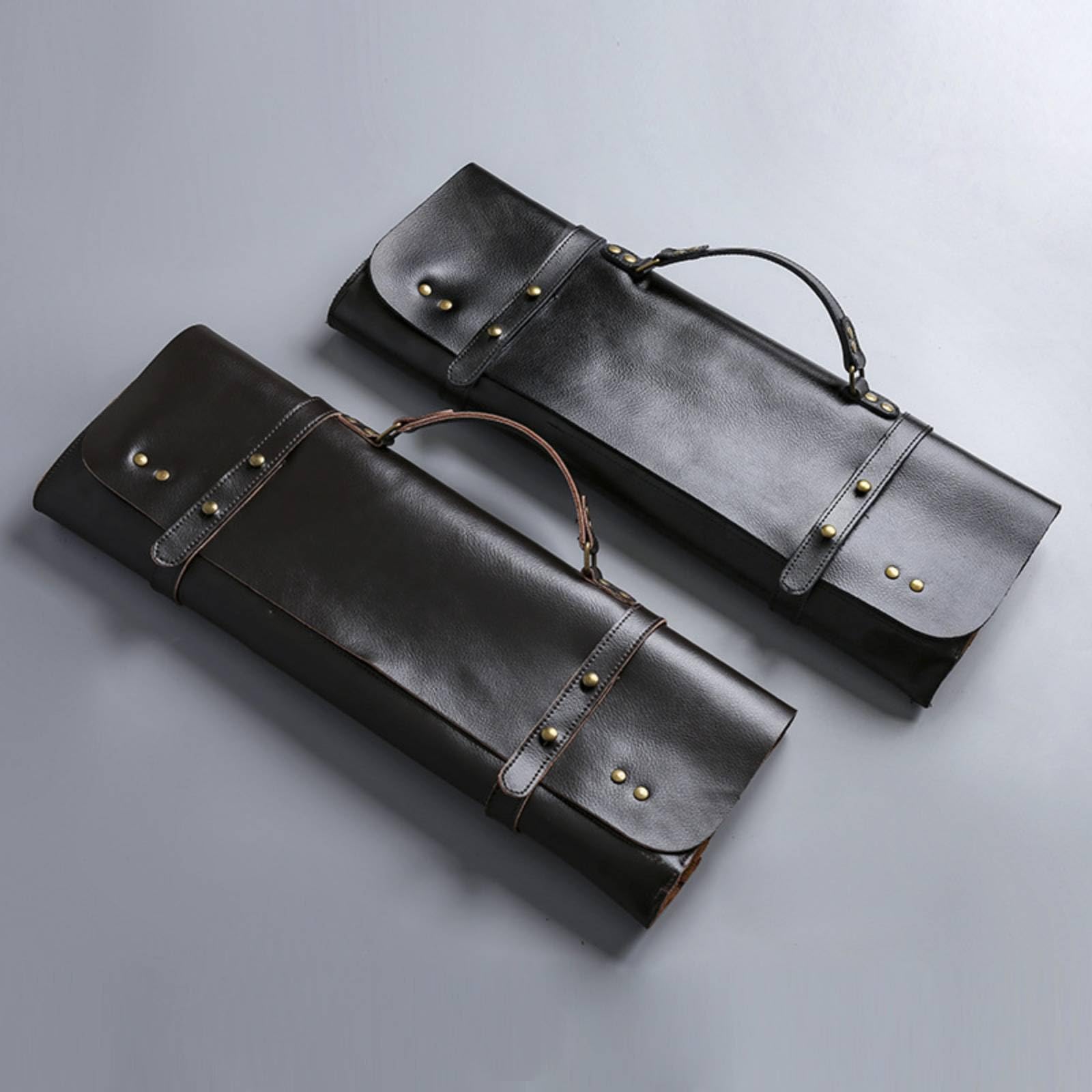 Funda para Baquetas Estuche Portabaquetas Organizador Batería Función Cuero Resistente con Costuras Cuerpo Estable Que Mantiene la Forma Asa Firme