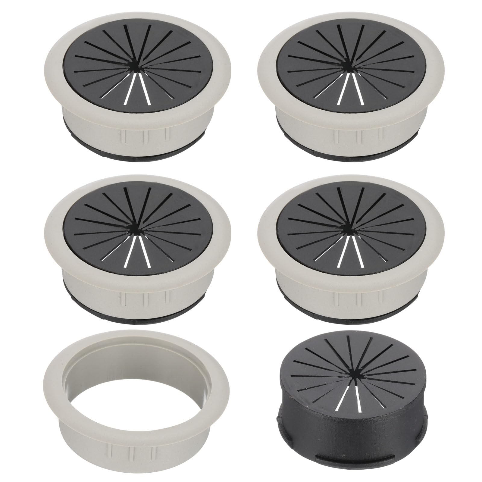 PATIKIL 50mm/ 2 Inch Desk Grommet,5pcs Desk Cord Hole Cover Desk Cable Hole Grommet Cover Sturdy ABS Plastic Round for Cables Cabinets Desktop Equipment Wiring Organizing