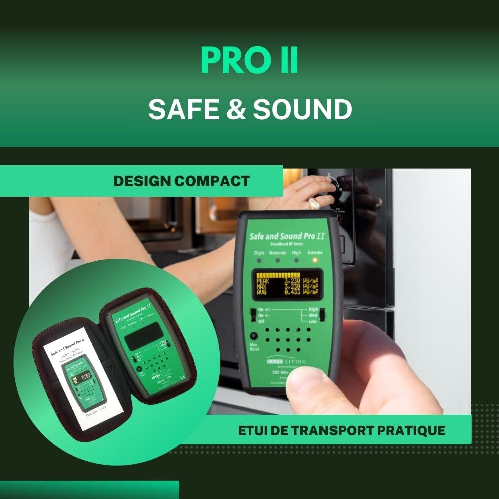 Safe & Sound Pro II Détecteur HF | Mesure des rayonnements électromagnétiques pour la santé et le bien-être | Détecteur de rayonnement pour les champs électromagnétiques | EMF-mètre