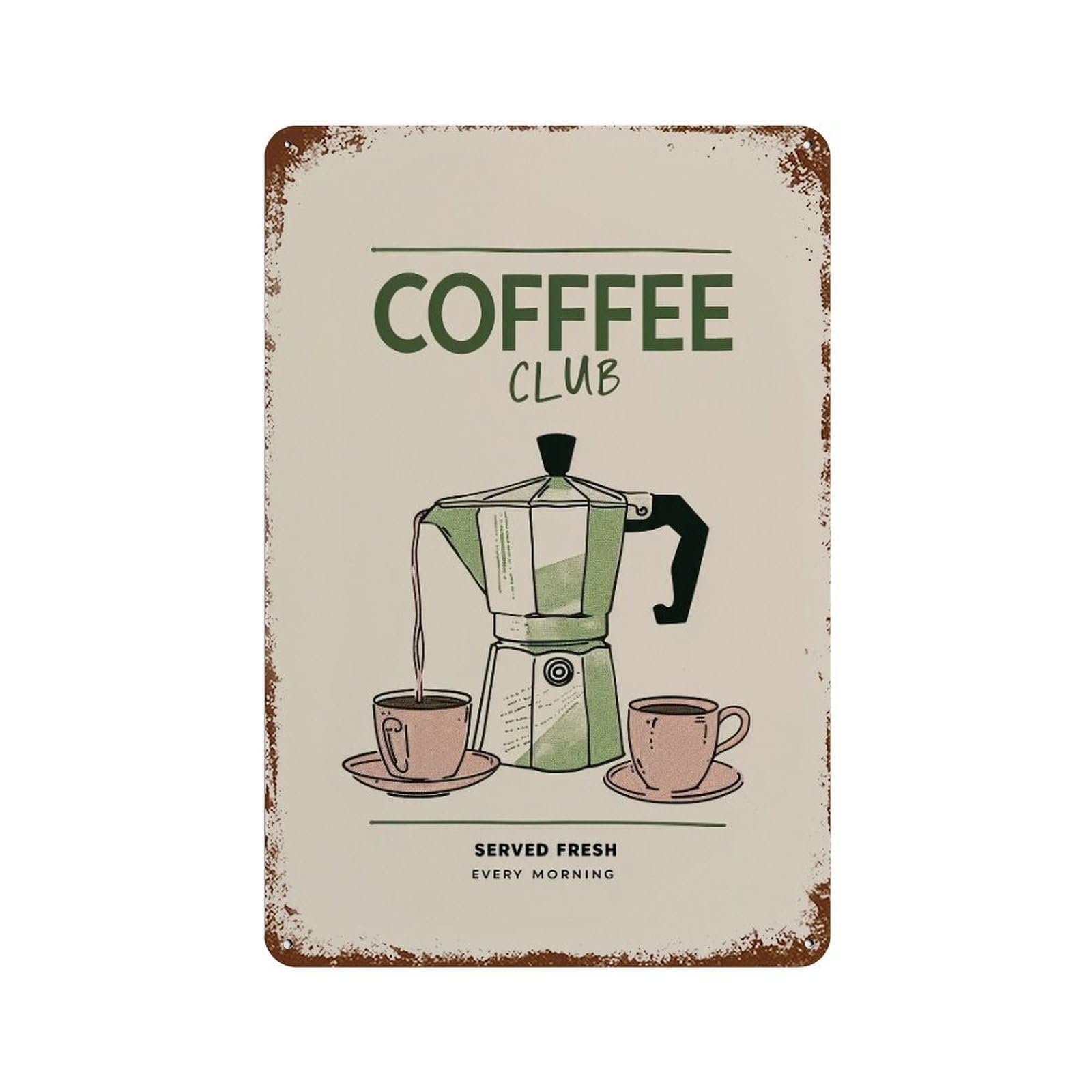 YHGERTKU Fresh Coffee Every Morning 01 Wall Art Retro Iron Vintage Metal Tin Sign Poster Modern Decor for Living Rooms Gift 30x20cm