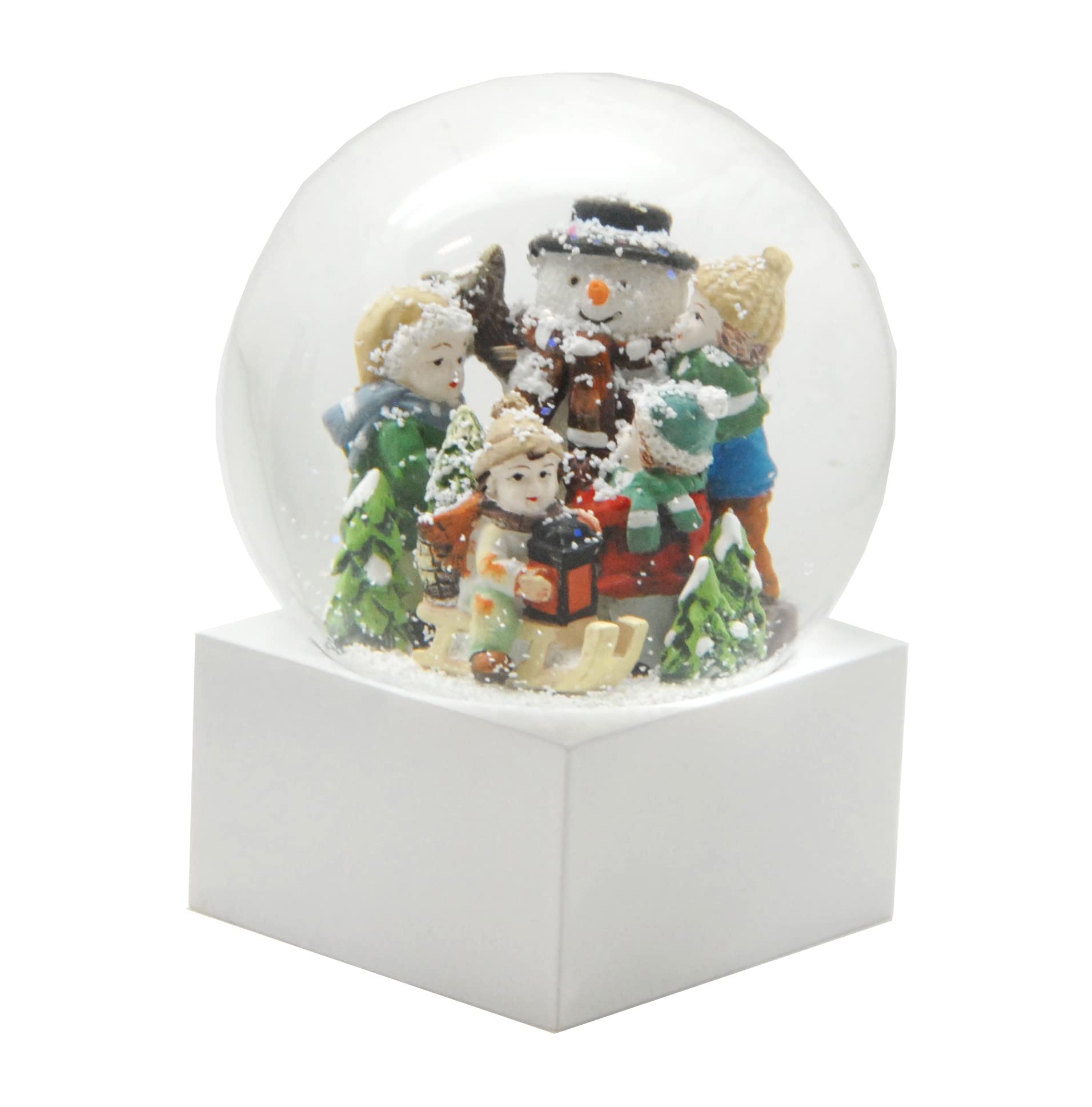 Minium CollectionPure-Line 20122 Snow Globe Christmas Mood Snowman Building Winter Scene on Base White Diameter 100 mm