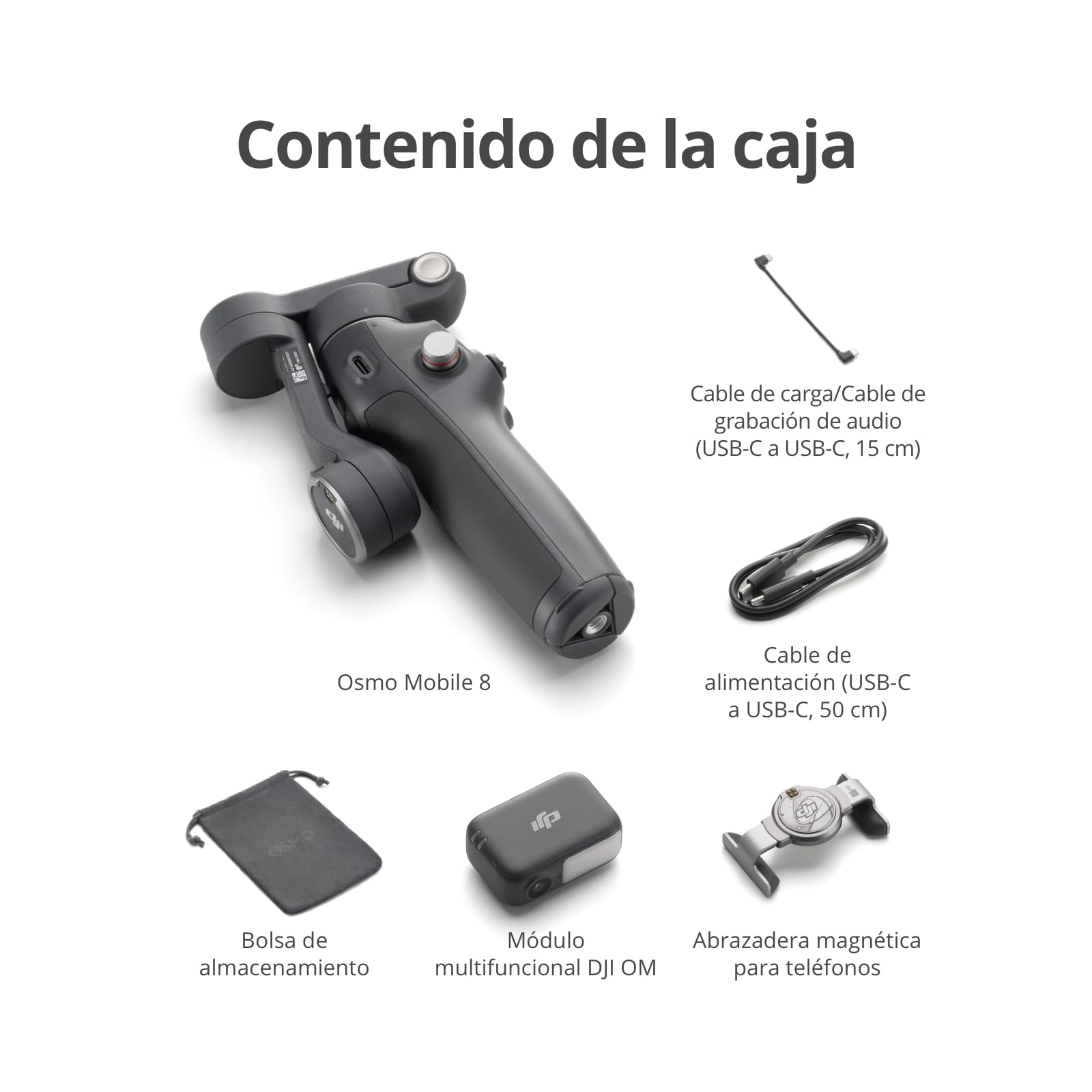 DJI Osmo Mobile 8 Estabilizador para teléfonos, Pack Seguimiento Avanzado, Seguimiento Nativo por IA con Audio e iluminación, rotación panorámica de 360°, Brazo Extensible y trípode