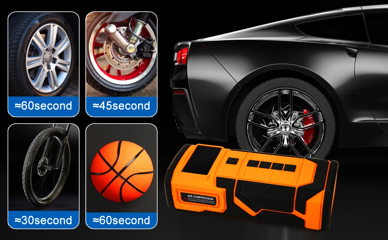Photo 1 of ***MIGHT BE DAED*** Car Jump Starter with Air Compressor, 3000A Car Battery Jumper Starter Portable (9.0 Gas/6.5L Diesel) with 150PSl Digital Tire Inflator Portable Car Jump Box with Jumper Cables, Charger, LED Light