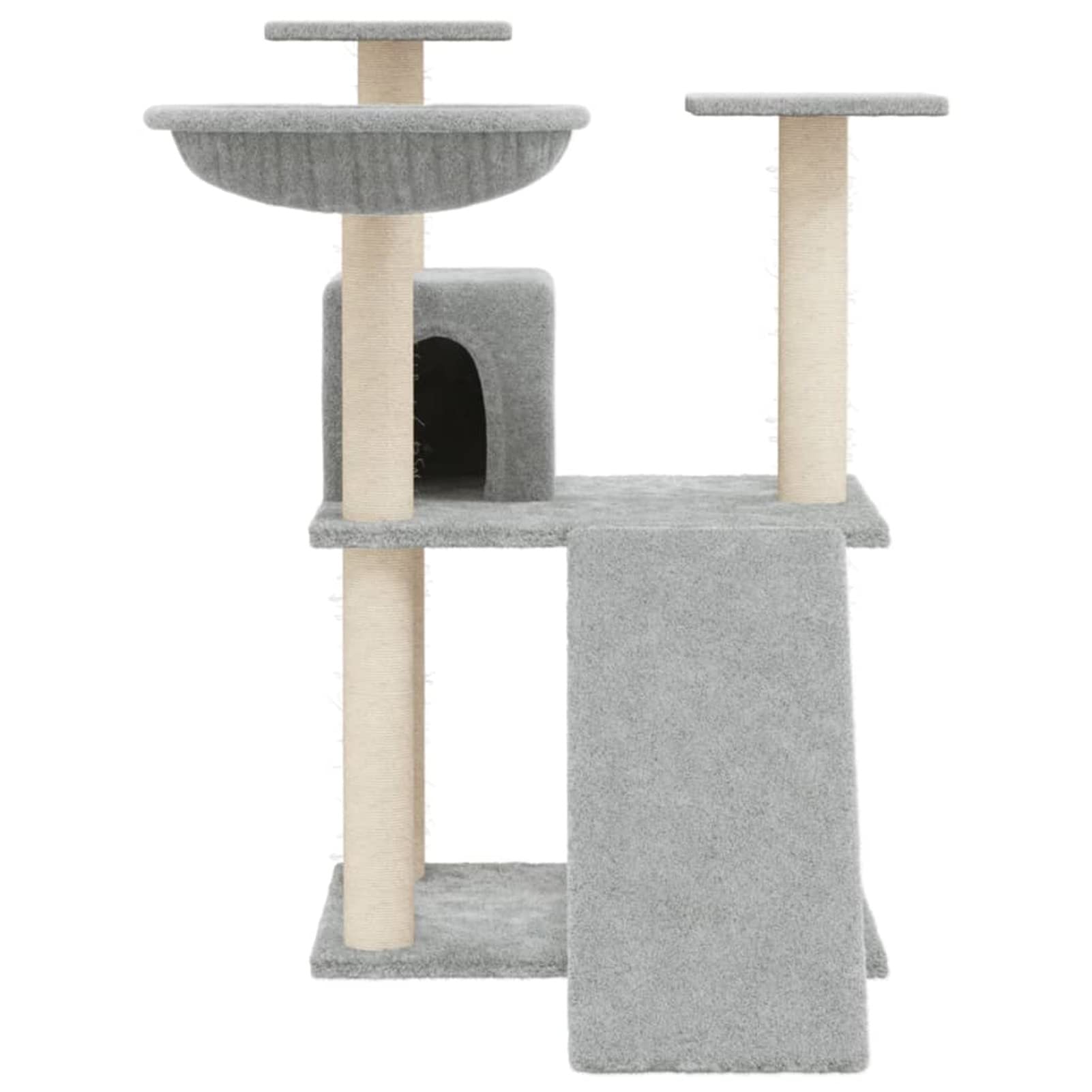 Rascador para Gatos con Postes de sisal, ZEYUAN Rascador Gato, Arbol Rascador para Gatos, Gatos Accesorios, Torre Gatos, Arranhador para Gatos, Casa para Gatos, Gris Claro 83 cm