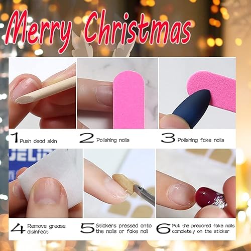 Miniatura 6 de Uñas postizas de Navidad a presión de longitud media color blanco copo de nieve uñas postizas mate almendras Navidad acrílicas ataúd artificial