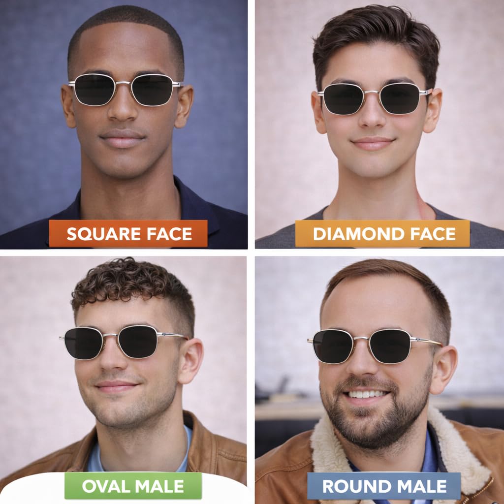 Dervin UV Protected Hexagonal Sunglasses for Men and Women (Silver-Black) 2