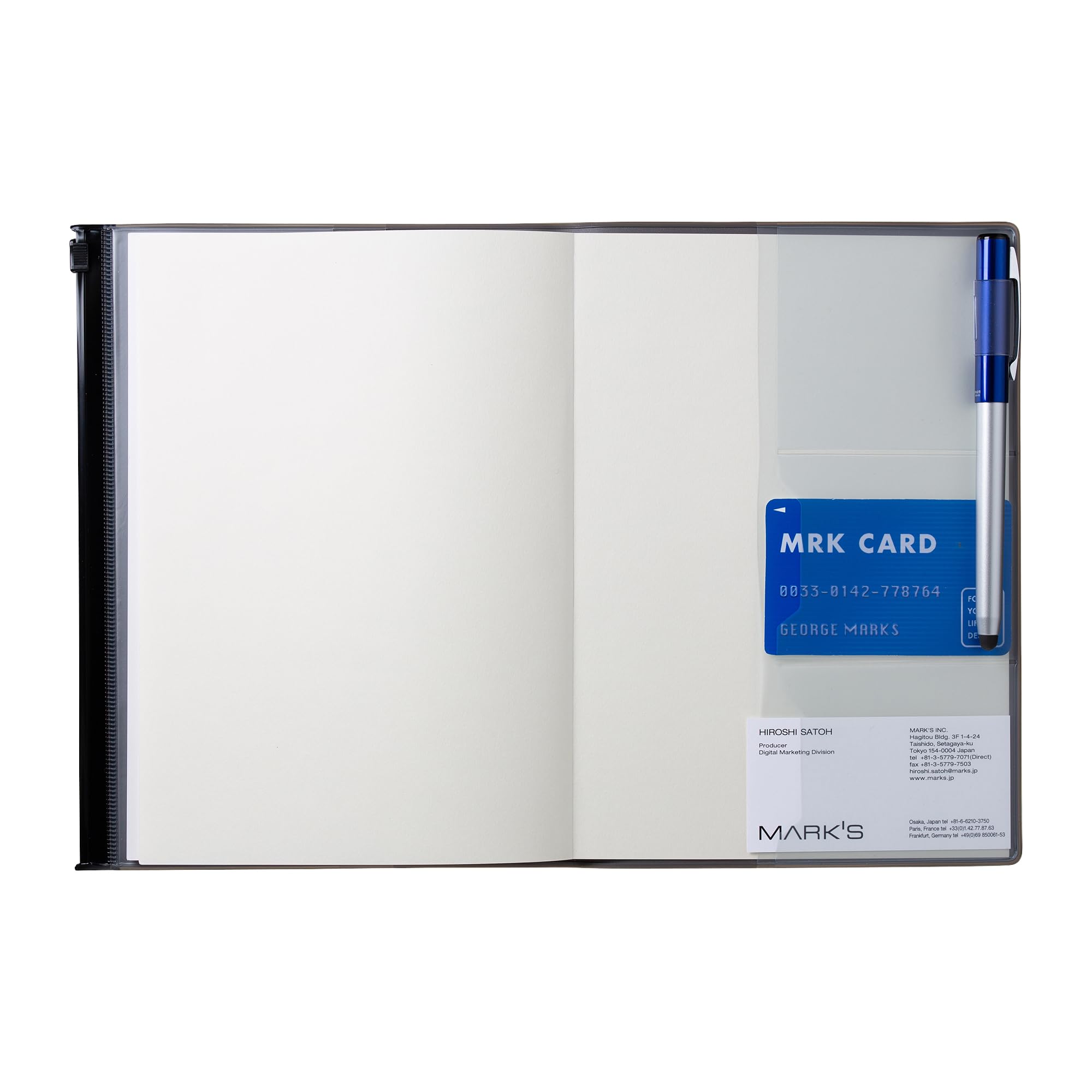 MARK'STYLE A5 Notebook & Refill Set – 5mm Dot Grid & 6mm Dotted Lines, Soft Transparent PVC Cover with Pocket for Planning, Journaling, and Note-Taking (Craft)