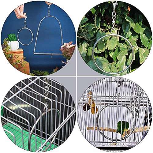 iplusmile Vogelaccessoire 1 set vogelspeelschommel duurzame papegaaienstandaard grappige speelring (zilver) - Afbeelding 4