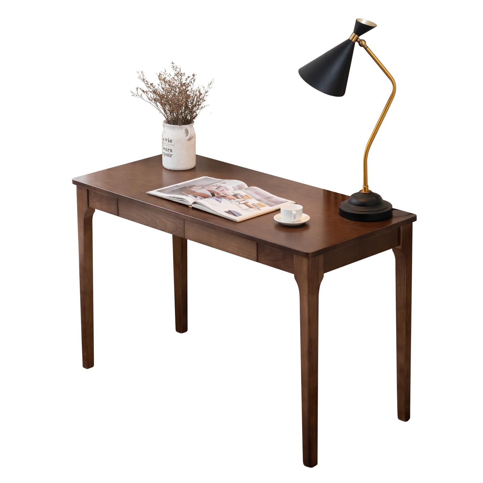 SanaForm Solid Wood Desk with Drawers, Home Office Desk for Small Spaces, Gaming Work Study Desk, Student PC Desk for Bedroom, Easy to Assemble (