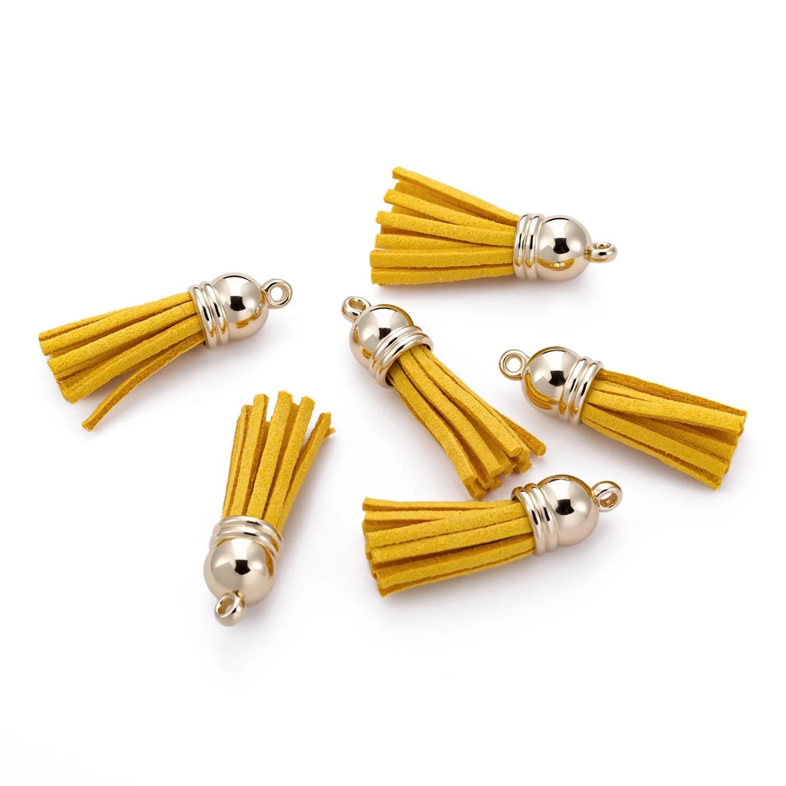 Suede Faux Leather Tassels 200 pcs/Lots Tassel Synthetic Suede Faux Leather Charms For DIY Keychain Earrings Necklace Bracelet Jewelry Making Supplies(Golden)