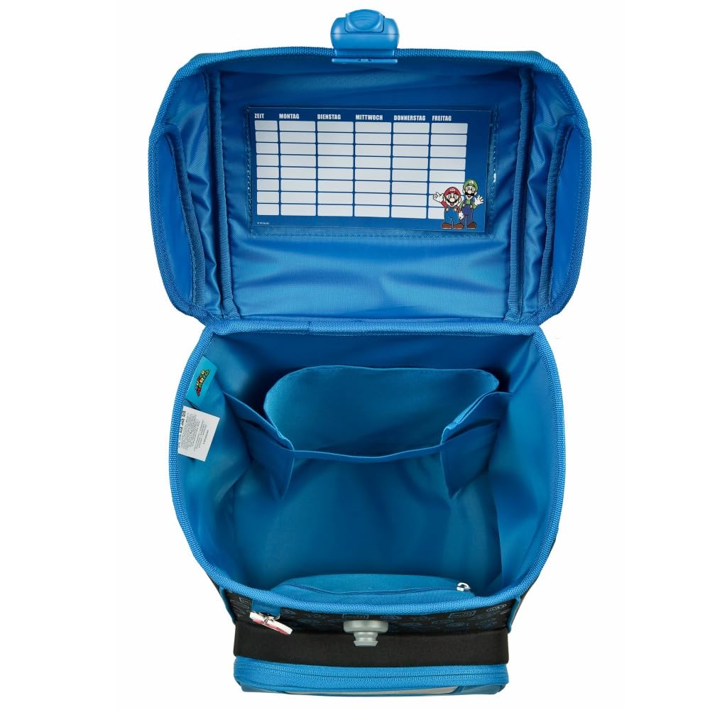 Scooli Schulranzen 1.Klasse Jungen EasyStart Schulranzen-Set geeignet für Super Mario-Fans (12tlg.mit Sporttasche Brotdose Trinkflasche Lernuhr Stifteköcher passend Platzdeckchen Schultüte)