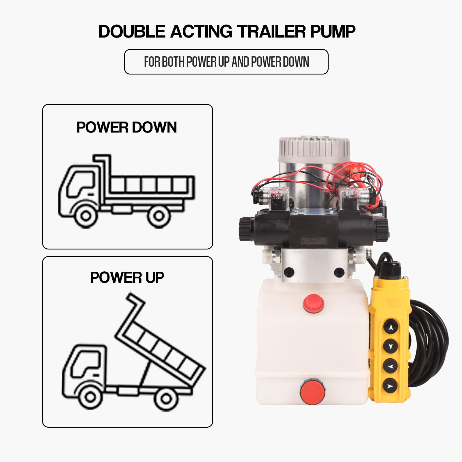 Dawot 12V 4.5 Quart Hydraulic Power Unit, Double Acting Pump For Dump Trailer – 2 GPM, 3200 PSI-857884