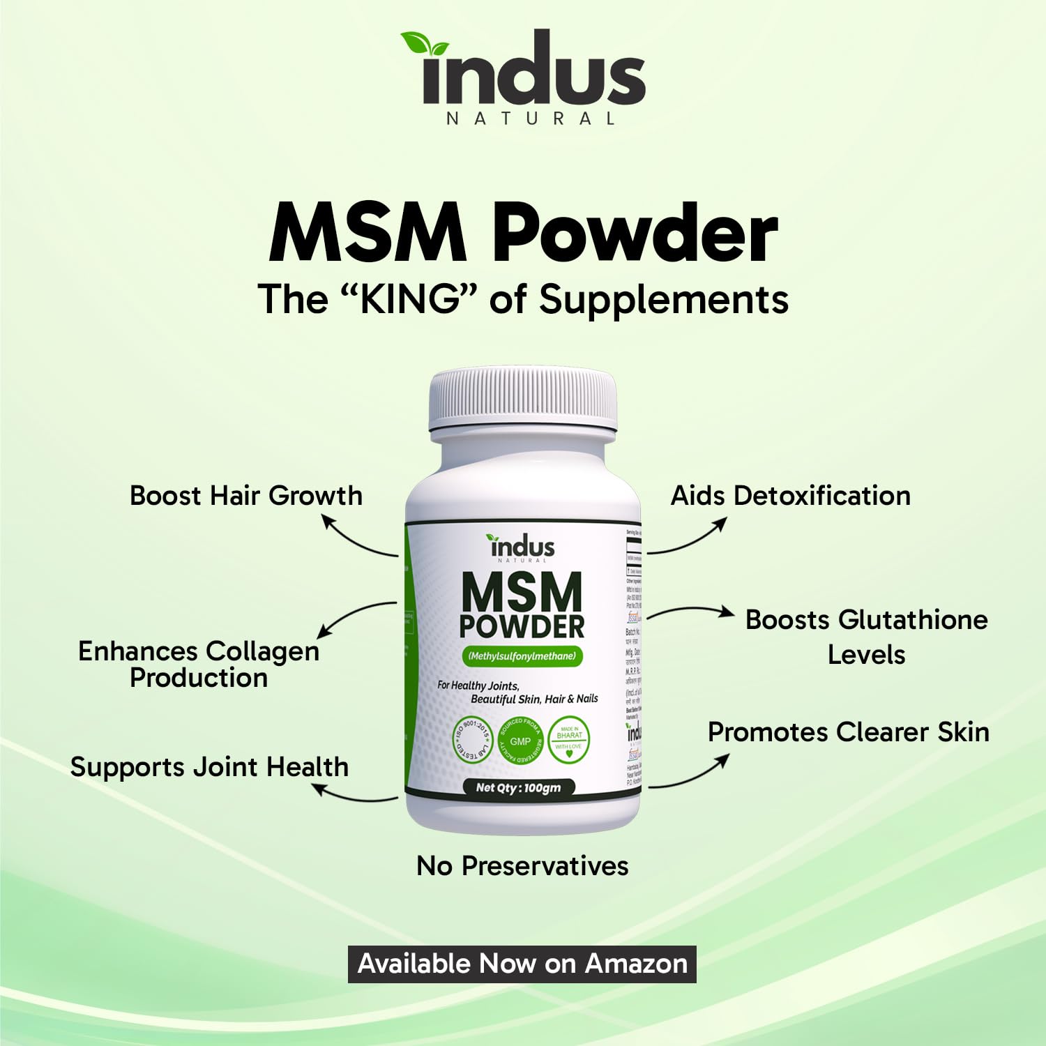 Pure MSM Powder for Hair Growth, Glutathione Boost, Clear Skin, Joint Support, Detox Support, Muscle Recovery, No Preservatives, 100g 1