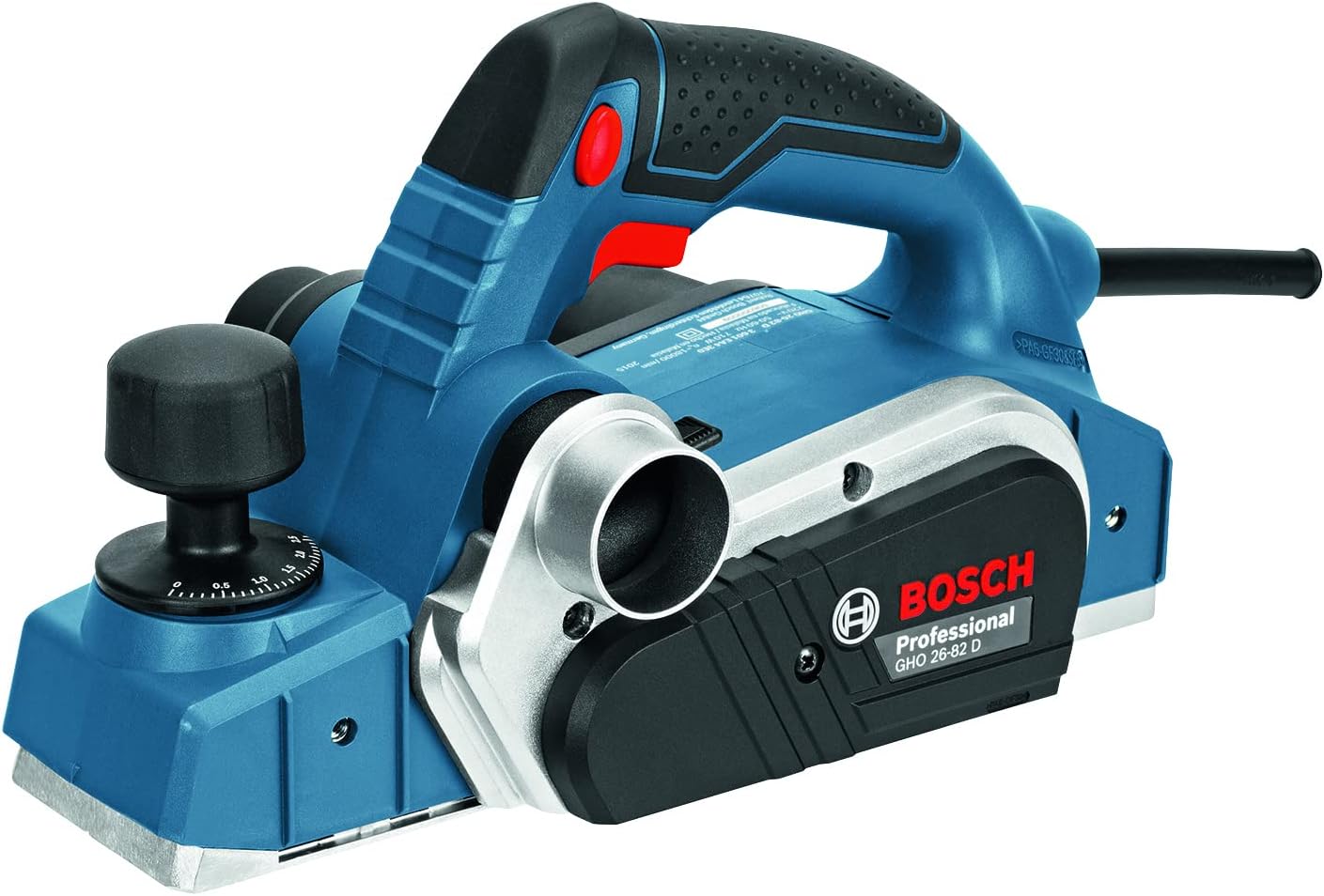 Bosch Professional Plane GHO 26-82 D (710 Watt, with Dust Bag, Angle Screwdriver, Parallel Stop, in Box), Black, Blue, Silver, 06015A4301