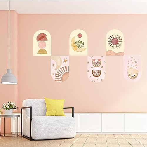 Miniatura 3 de 6 calcomanías de pared boho Stlye Sun Moon Star para pared, calcomanías de pared para despegar y pegar, adhesivo de vinilo extraíble para guardería,