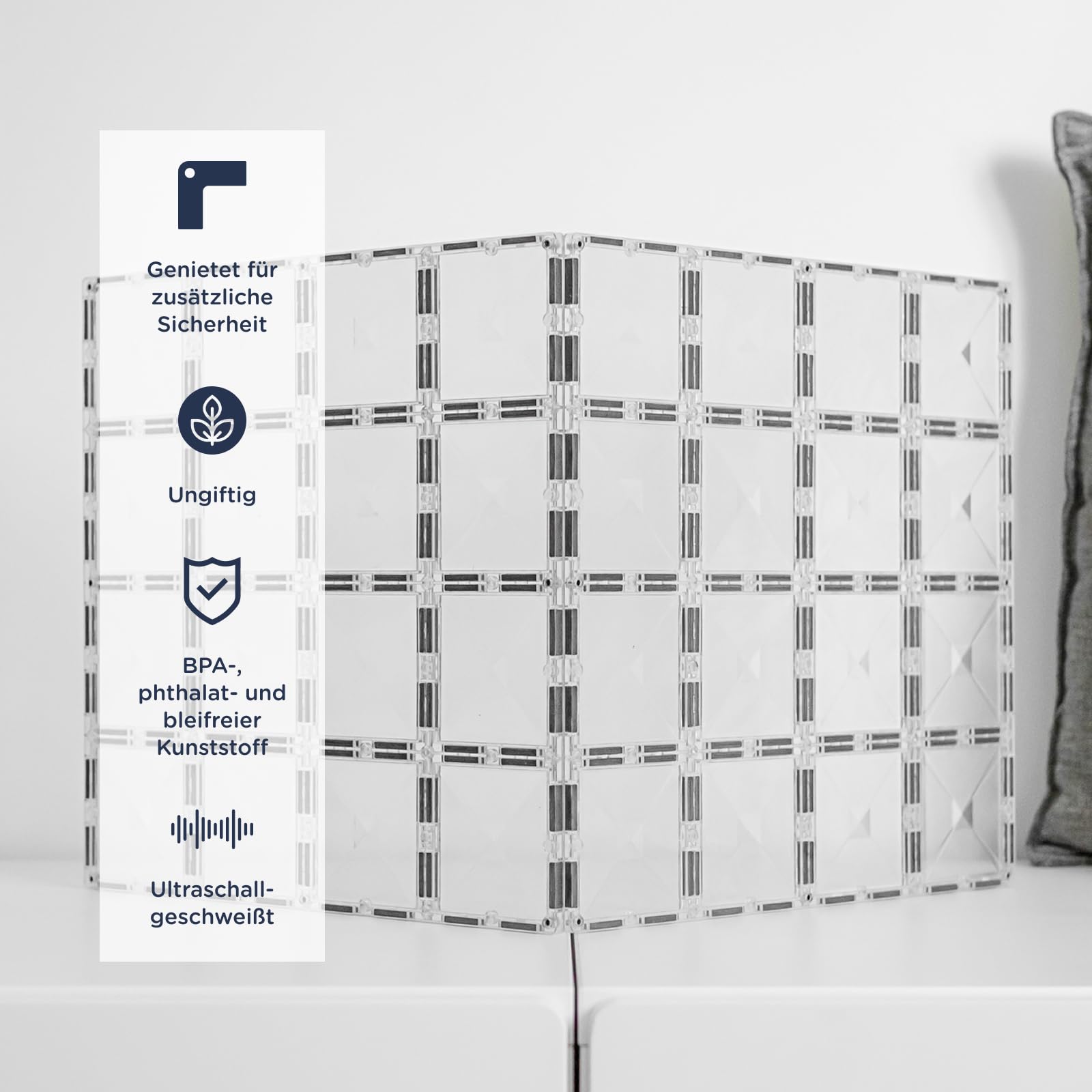 CONNETIX Magnetbausteine Klar Grundplatten-Pack, 2 Stück