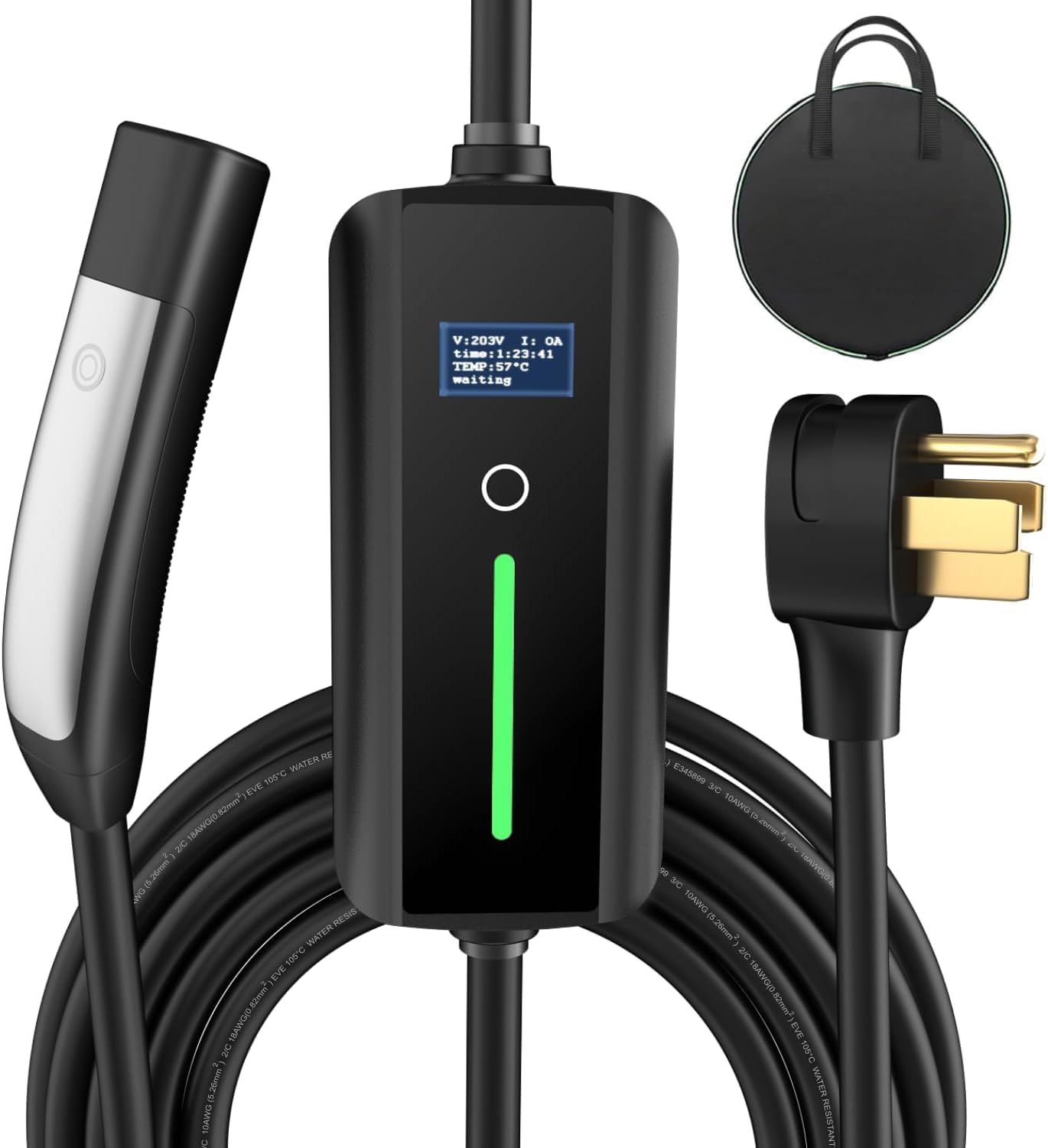 Aiskooc 32 Amp EV Charger, Level 2, NEMA 14-50 Plug, 240V Mobile Charger, 16.5ft Extension Cord, Portable EV Charger for Tesla Models 3/Y/S/X