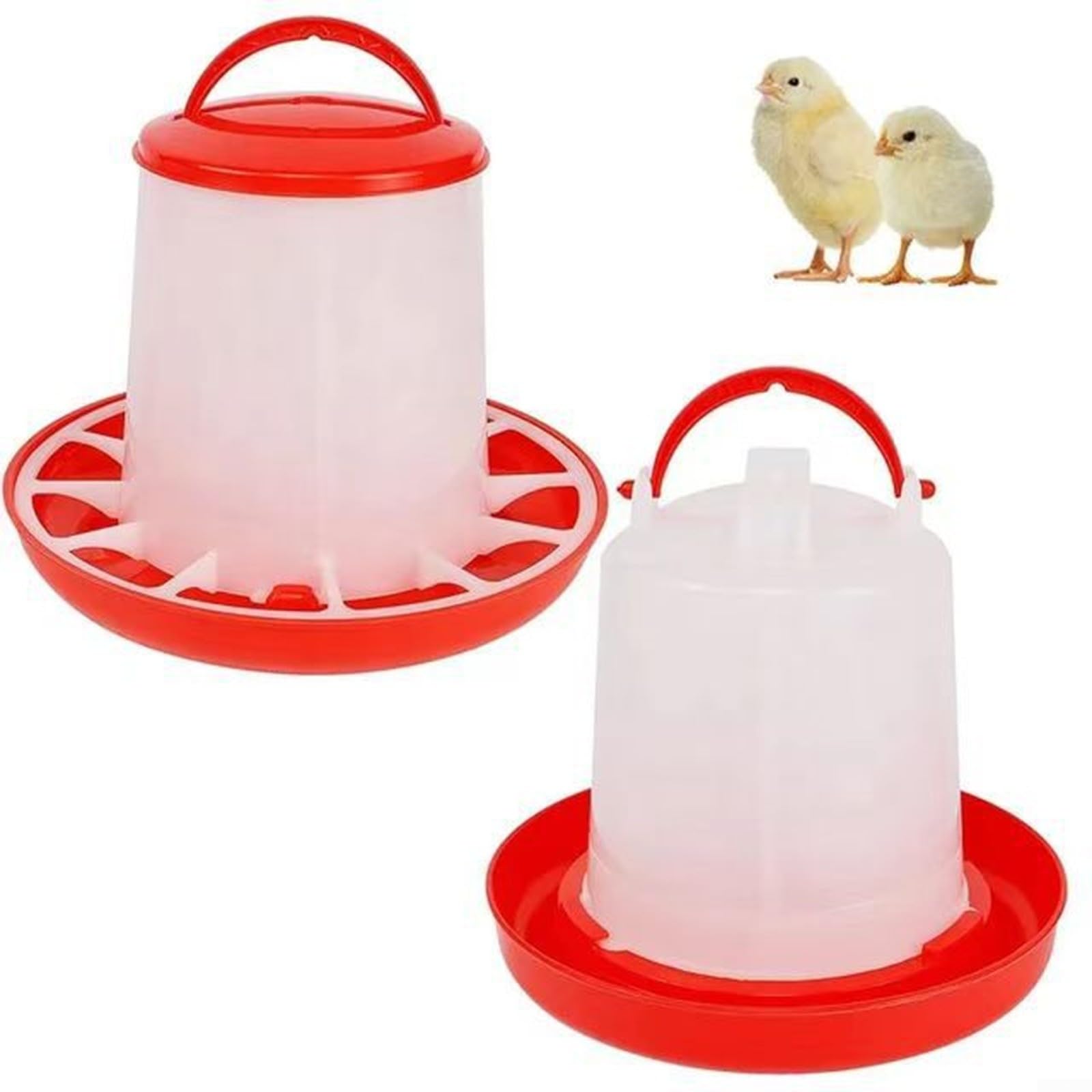 Abbeveratoio automatico per pollame e mangiatoia in plastica, per polli, anatre, oche, facile ricarica, colore bianco, 2 pezzi (1 L)