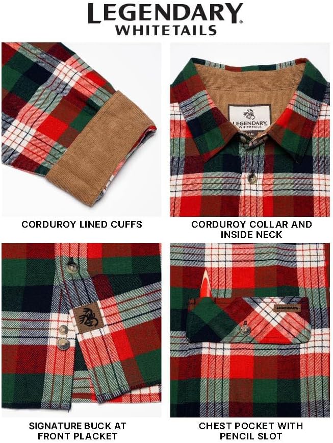 Legendary Whitetails Men's Flannel Shirt Long Sleeve Button Down 100% Cotton - Image 5