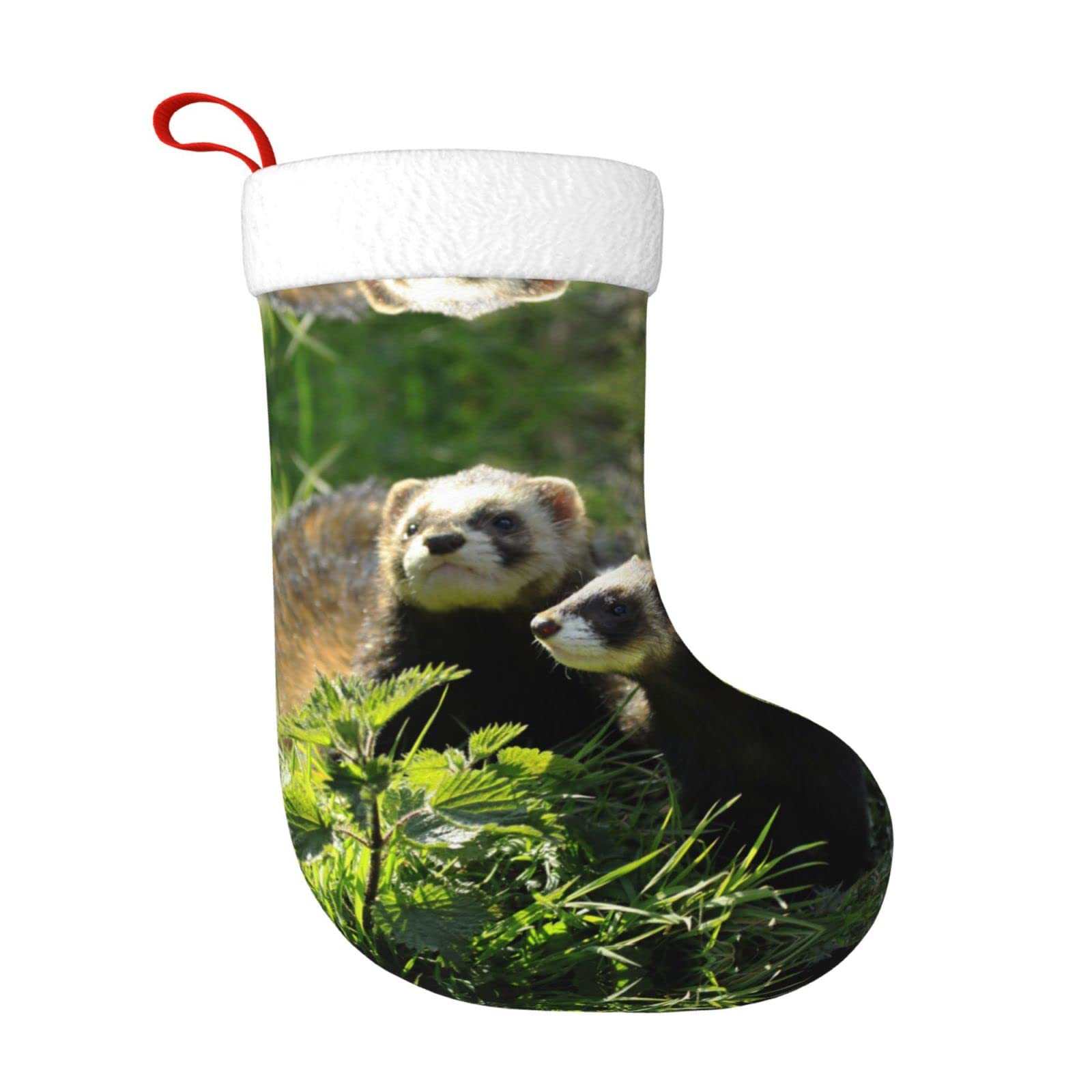 Monikar Wildlife Ferret Christmas Decorative Stockings 17.7 Inch Gift Holders For Party Holiday Decorations Ornaments (1 Pack)