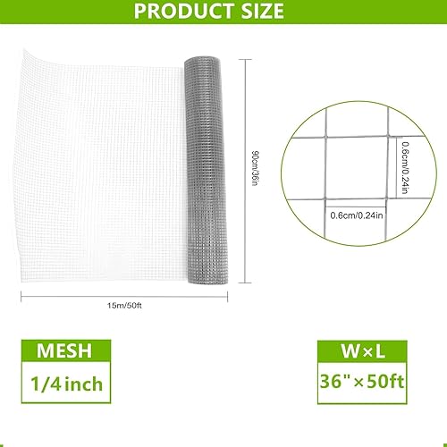Miniatura 4 de Gdrasuya10 Malla de alambre de 12 pulgada para cercas de alambre de 36 pulgadas x 100 pies, malla de valla soldada calibre 23, 1 rollo de malla