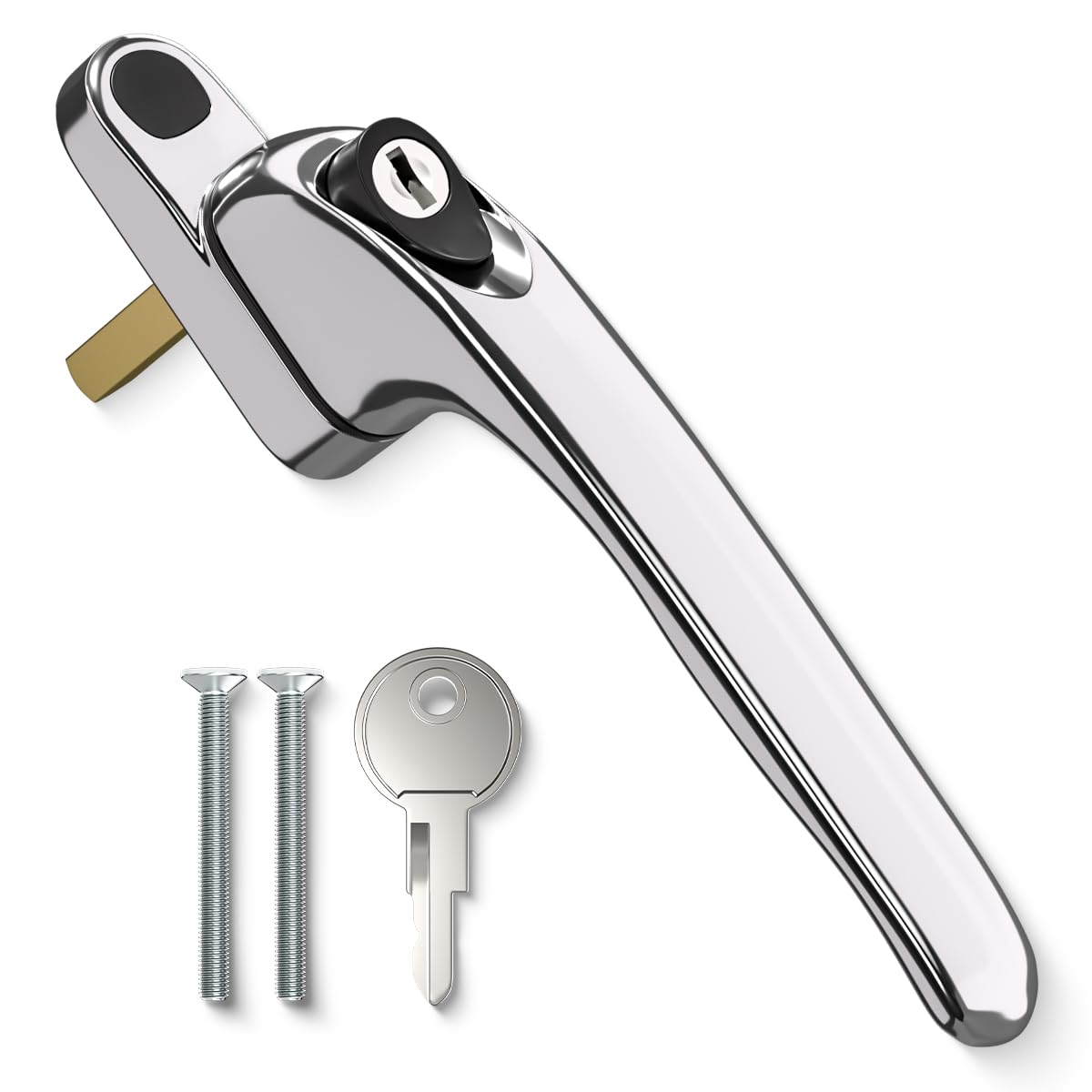 Bwintech 1 Pcs in-Line Polished Chrome UPVC Zinc Window Handle, 43mm Spindle for Indoor and Outdoor upvc Window
