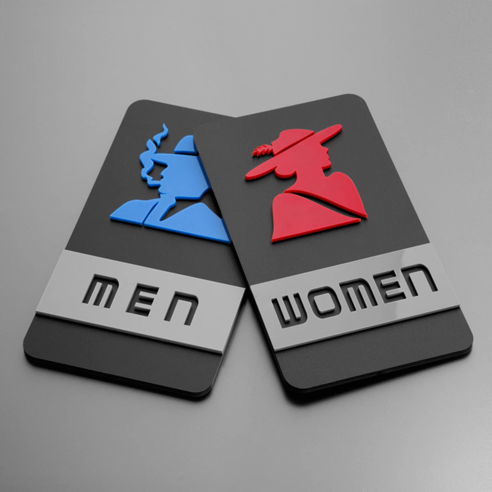 Toilettenschild, Toiletten-Identifikationsschilder aus Acryl for Männer und Frauen, erhabene 3D-Symbole, 4,3 x 8 Zoll, for Büros, Geschäfte Restaurants